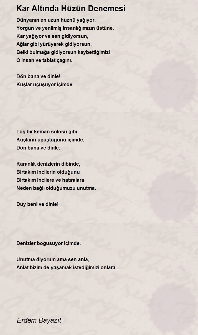 Kar Altında Hüzün Denemesi
